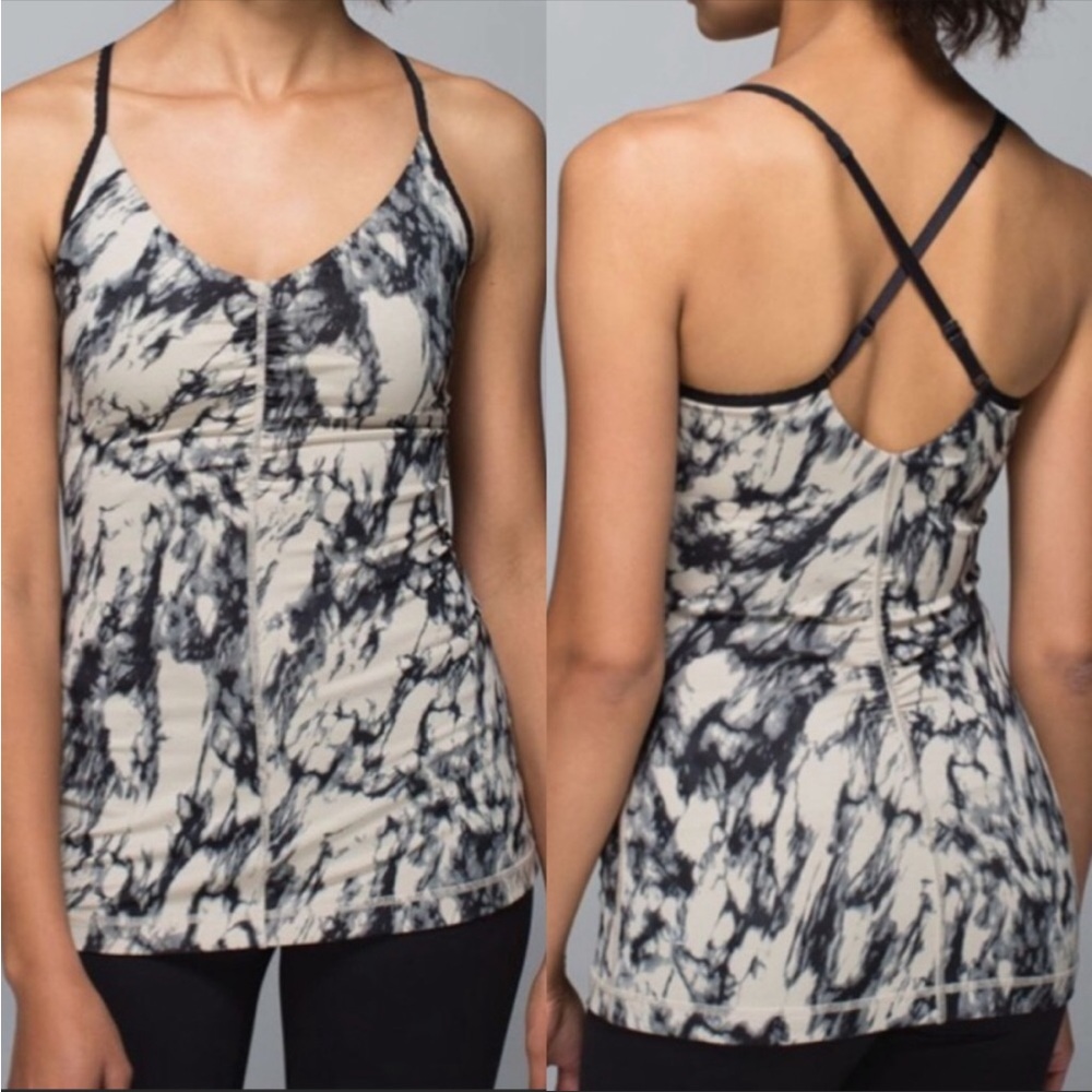 Lululemon Open Your Heart Spaghetti Strap Tie Dye Tank Granite Tan / Black